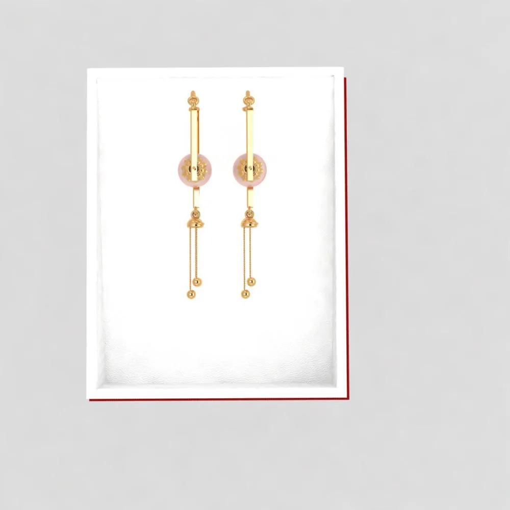 18k Gold Dangler Earrings With Very Unique Craftsmanship