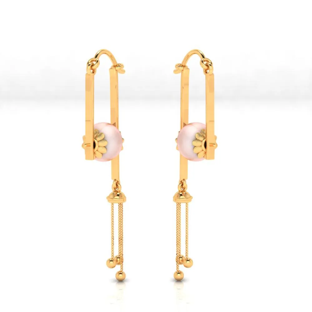 18k Gold Dangler Earrings With Very Unique Craftsmanship