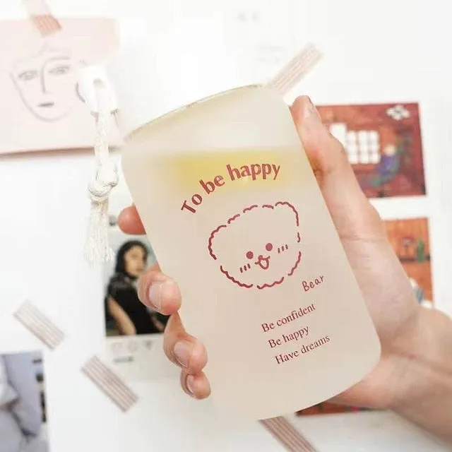 500ml  Kawaii Eco Friendly glass tumbler