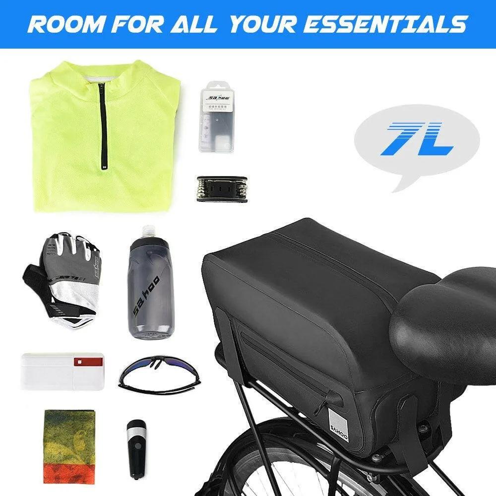 7L Multifunctional Bicycle Bike Rear Seat Trunk Bag Large Capacity Rear Panniers Bag Reflective Rear Saddle Bag MTB Road Bike Bag Waterproof Bicycle Storage Bag Hand Bag Bike Accessories