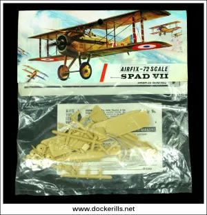 Airfix Spad S.P.A.D. VII 1:72 Scale Kit. Vintage Red Stripe Bag.