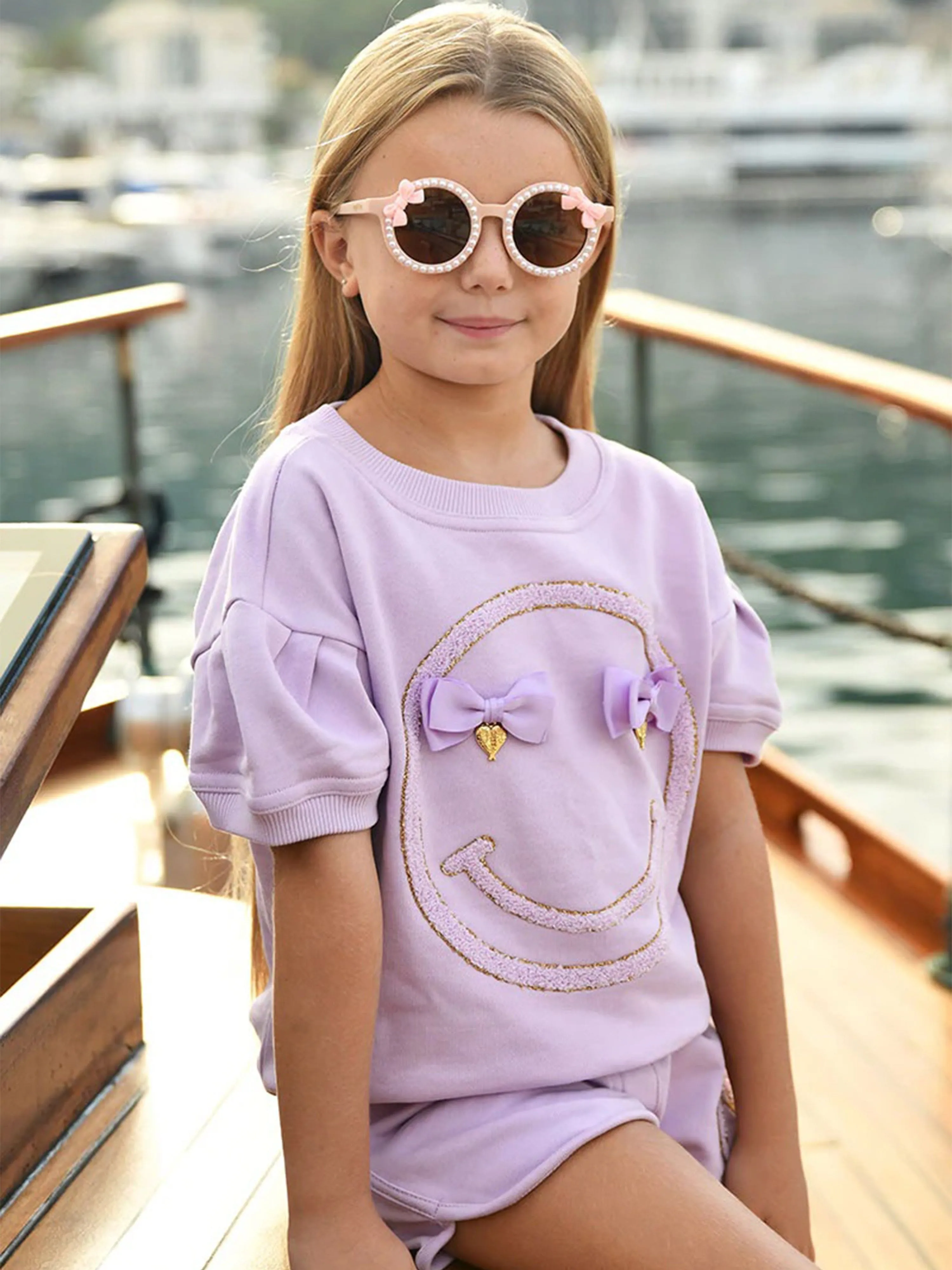 Angels Face Girls Paige Pearl Bow Sunglasses in Pink