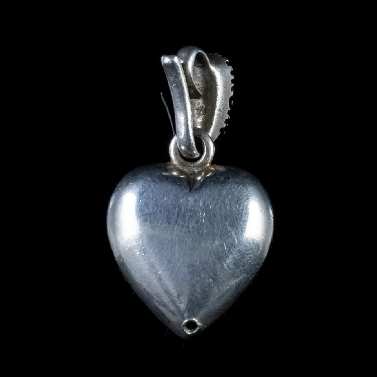 Antique Edwardian Paste Heart Pendant Silver Circa 1910