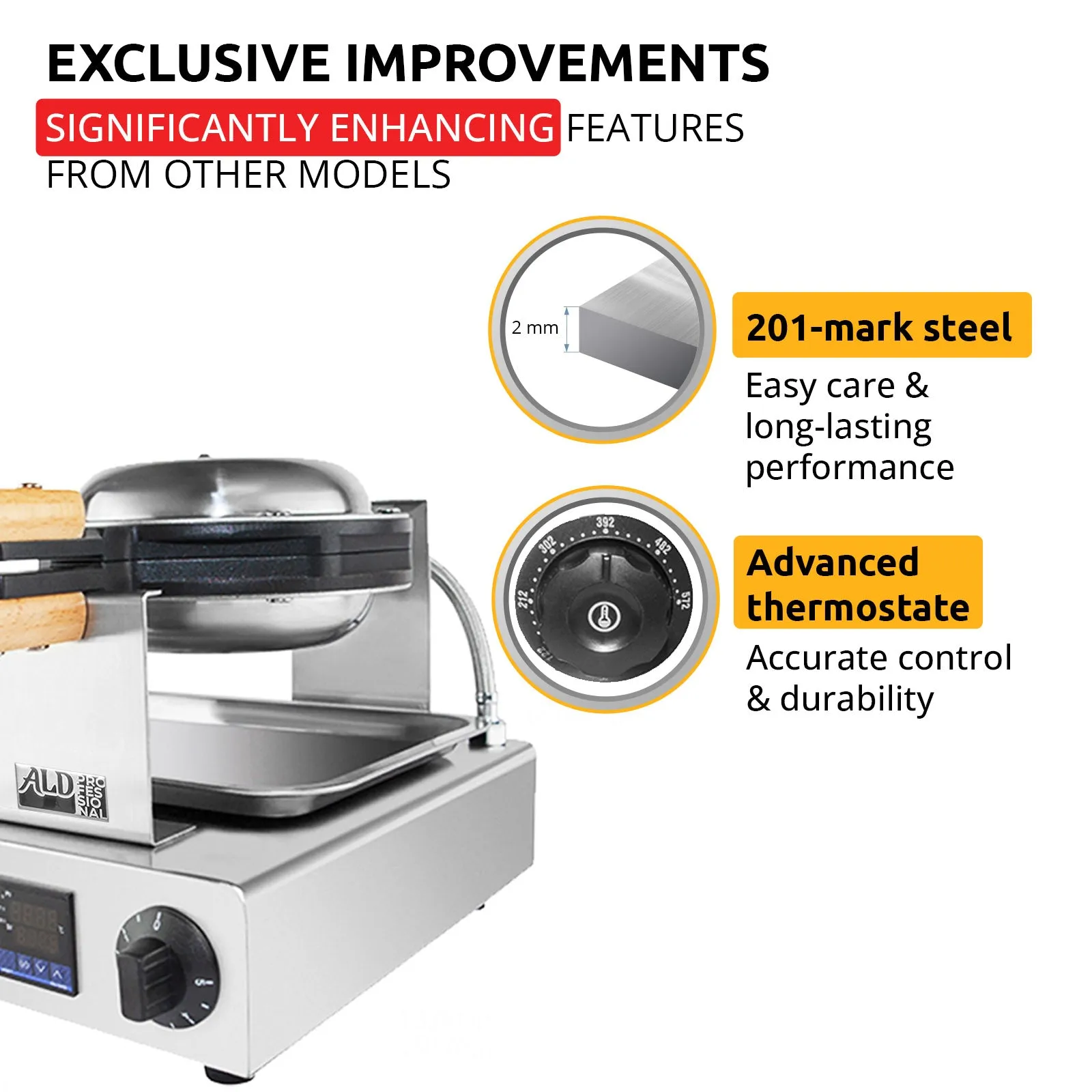 AP-124 Bubble Waffle Maker Machine | Egg Waffle Maker | Professional Rotated Iron | Improved Digital Thermostat