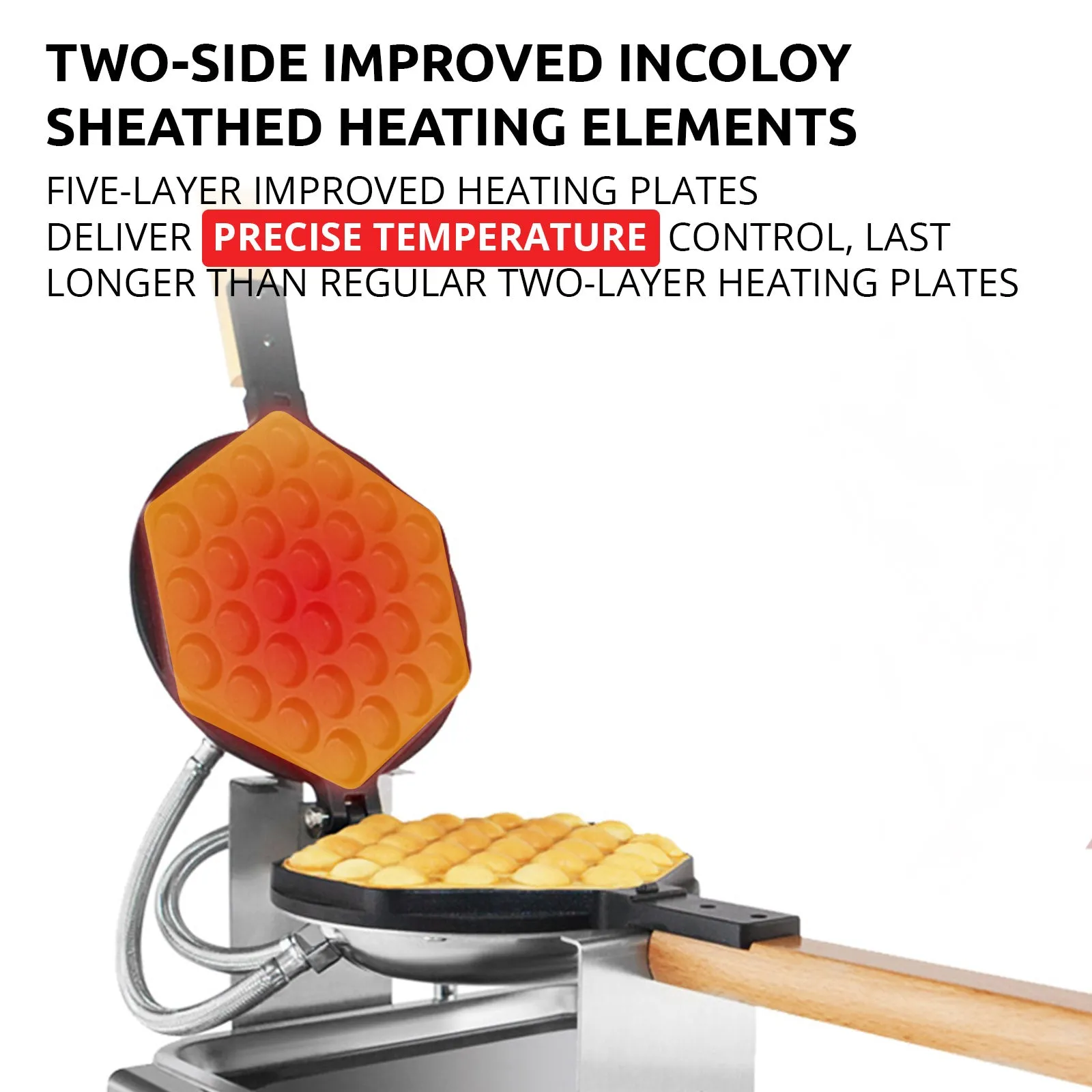 AP-124 Bubble Waffle Maker Machine | Egg Waffle Maker | Professional Rotated Iron | Improved Digital Thermostat