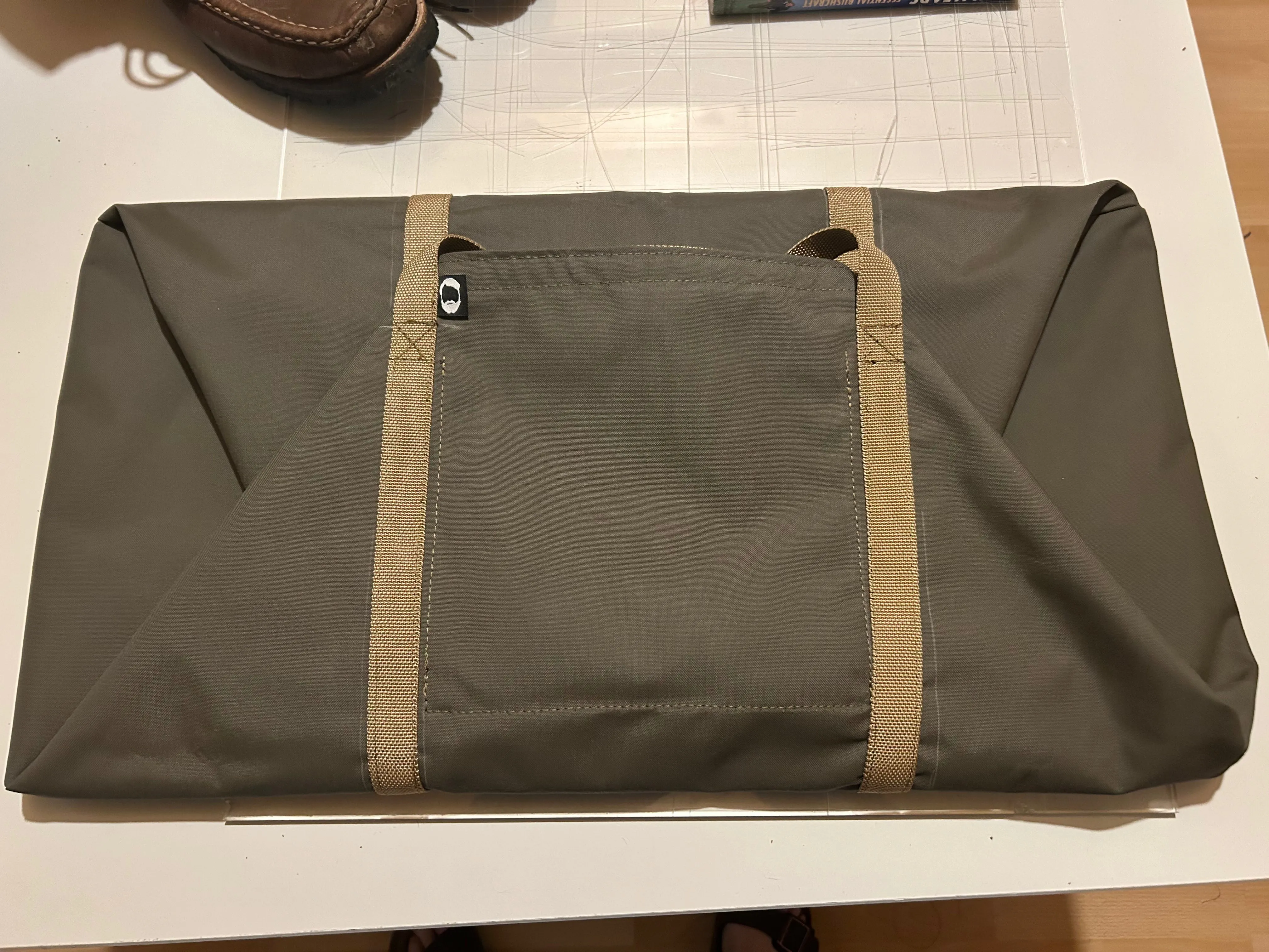 Bag, Open Top Duffle Bag, Ranger Green with Khaki Straps 50 Liters