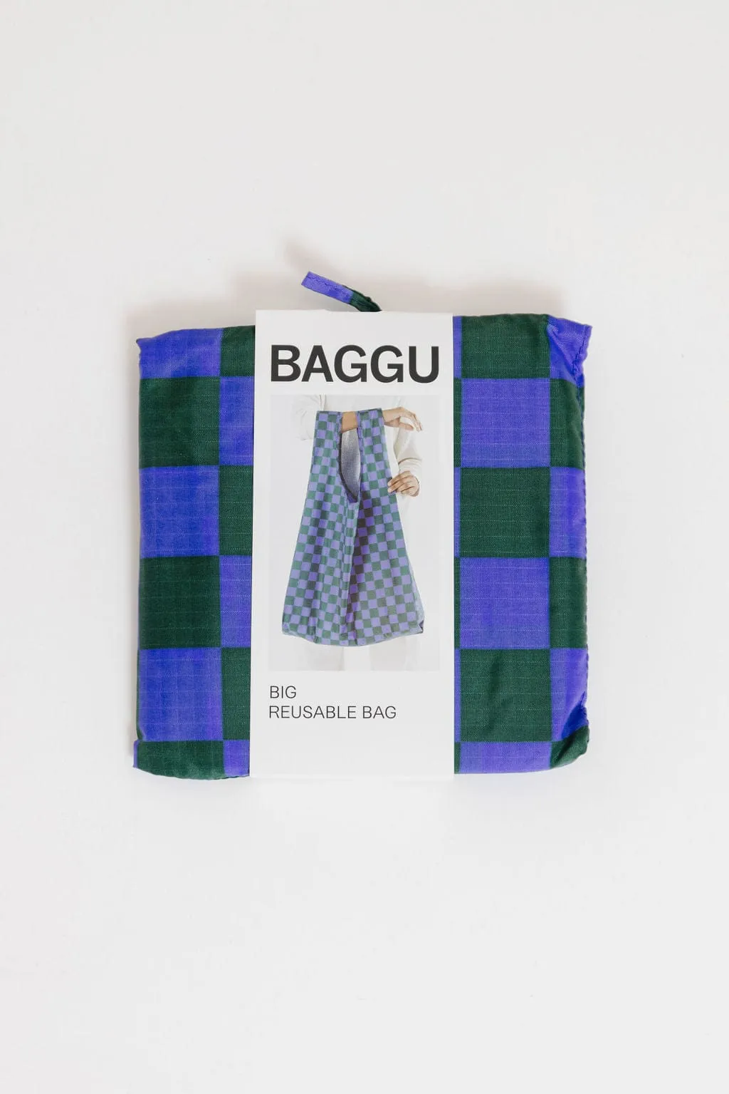 Baggu Big Reusable Bag Iris Green Check