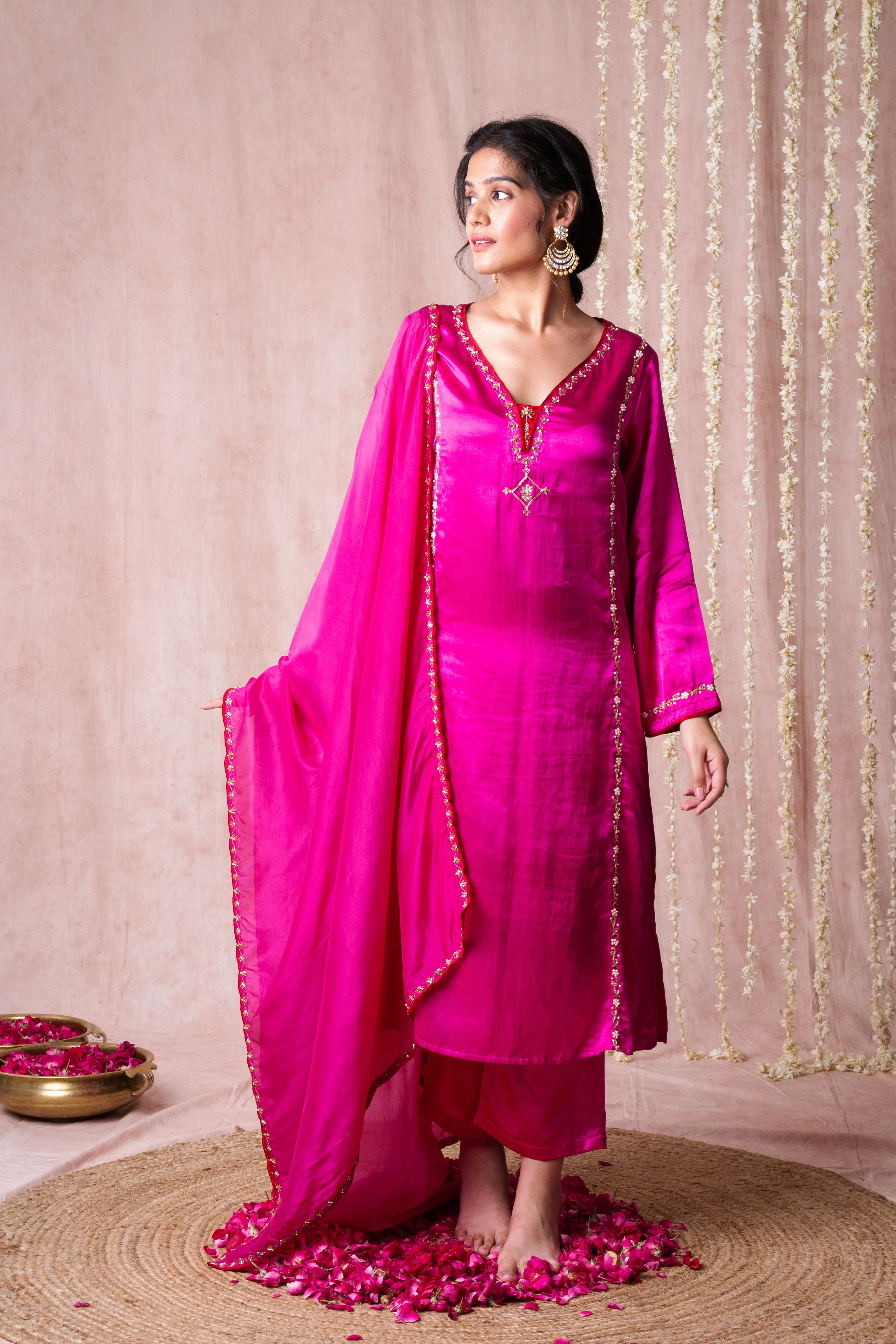 Bhargavi Pink Modal Mashru Suit Set