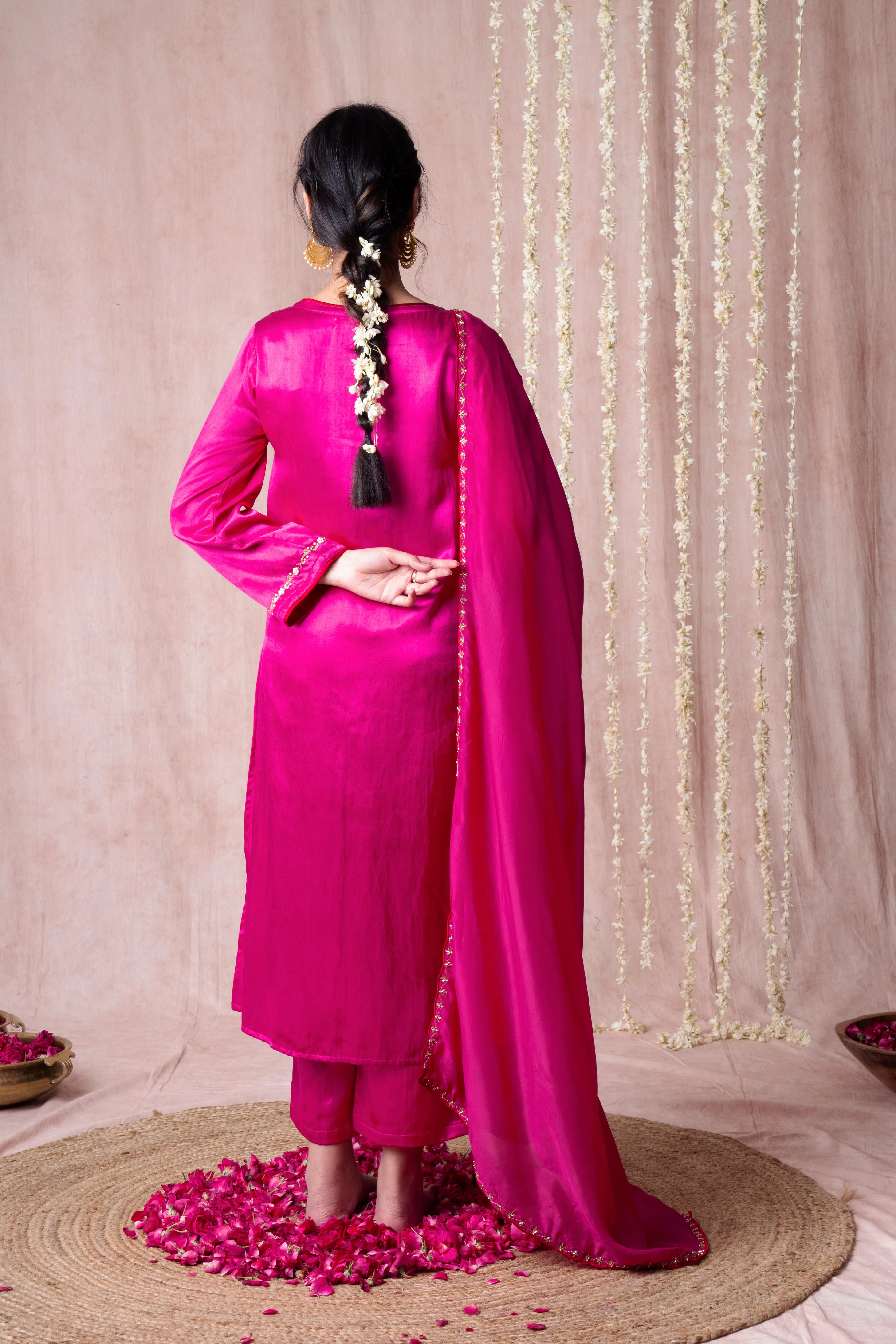 Bhargavi Pink Modal Mashru Suit Set