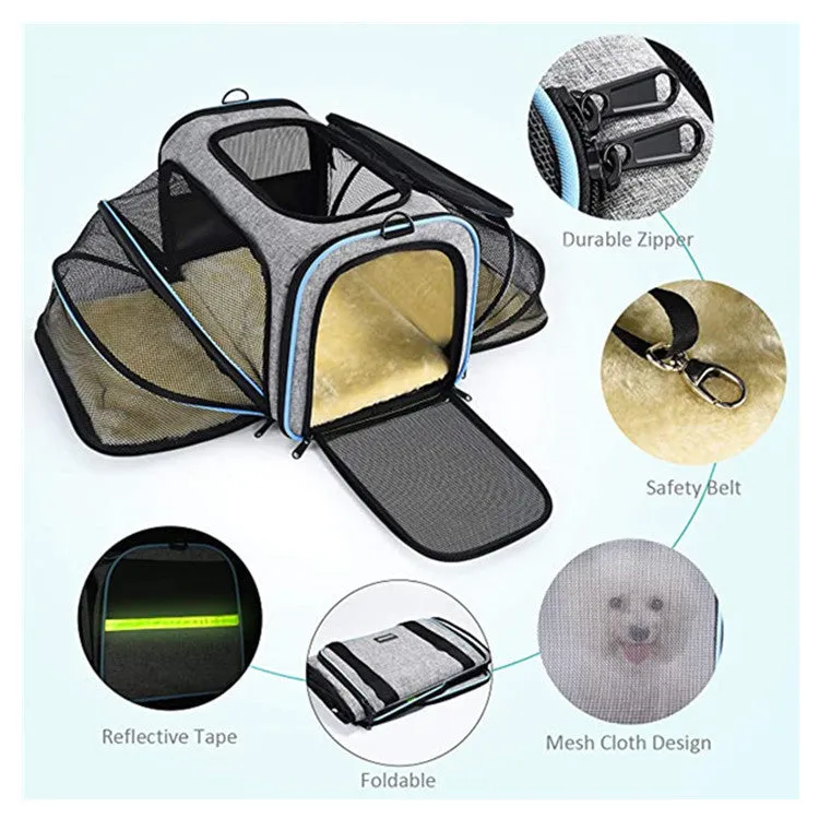 Carrier For Cat Pet Airline Approved Expandable Foldable Carrier