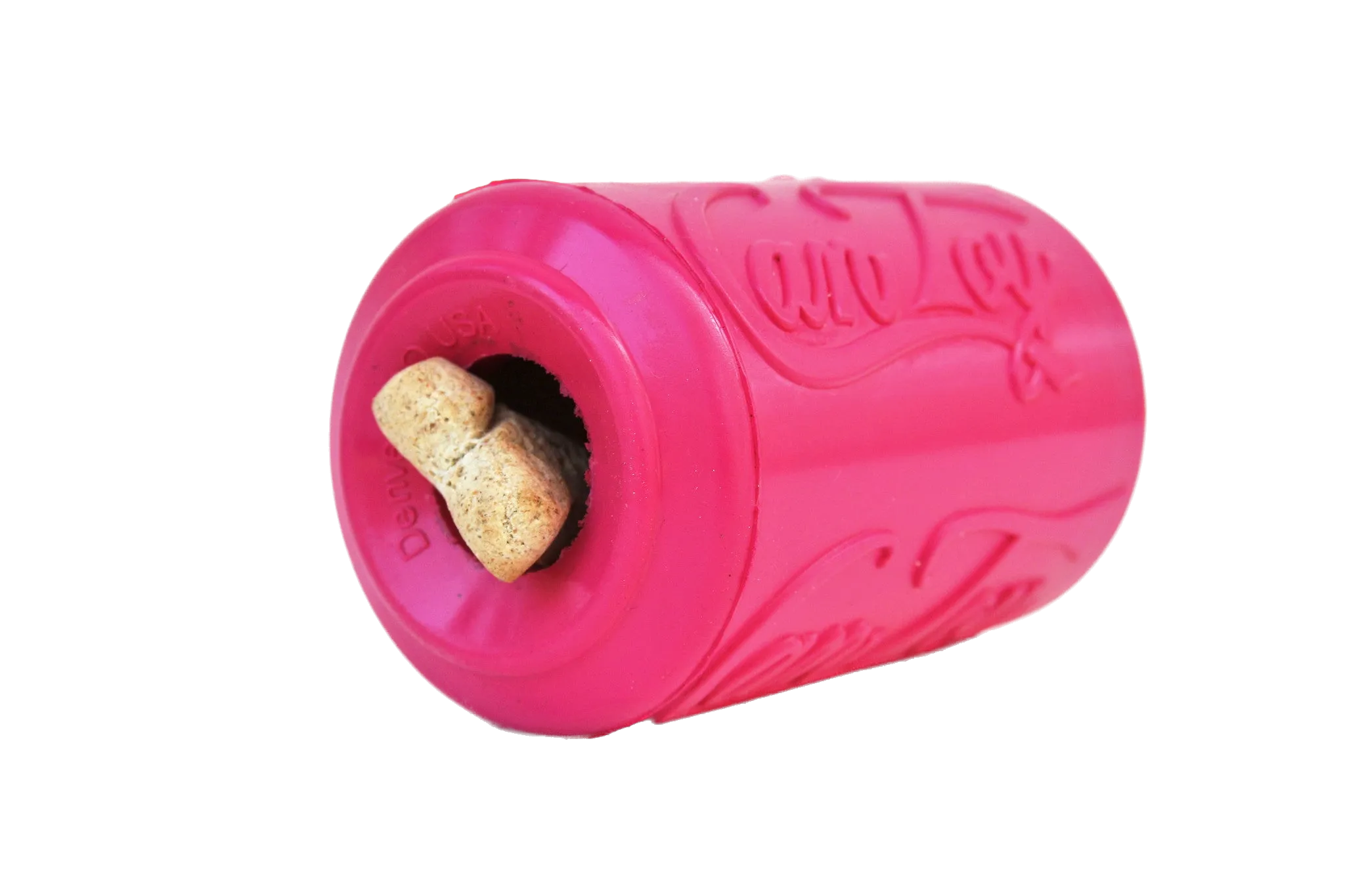 Chew Resistant Toy | Rubber Soda Can Pink