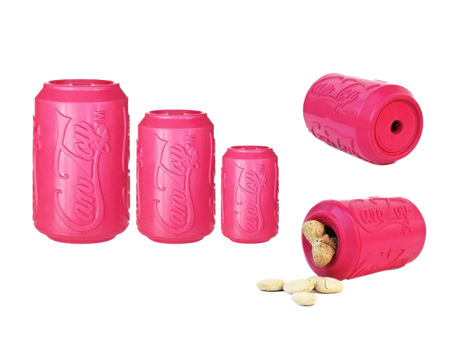 Chew Resistant Toy | Rubber Soda Can Pink