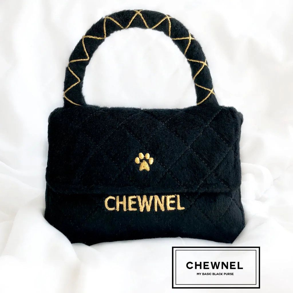 Chewnel My Basic Black Plush Dog Purse