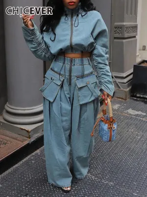 ChicEver Two Piece Denim Suit