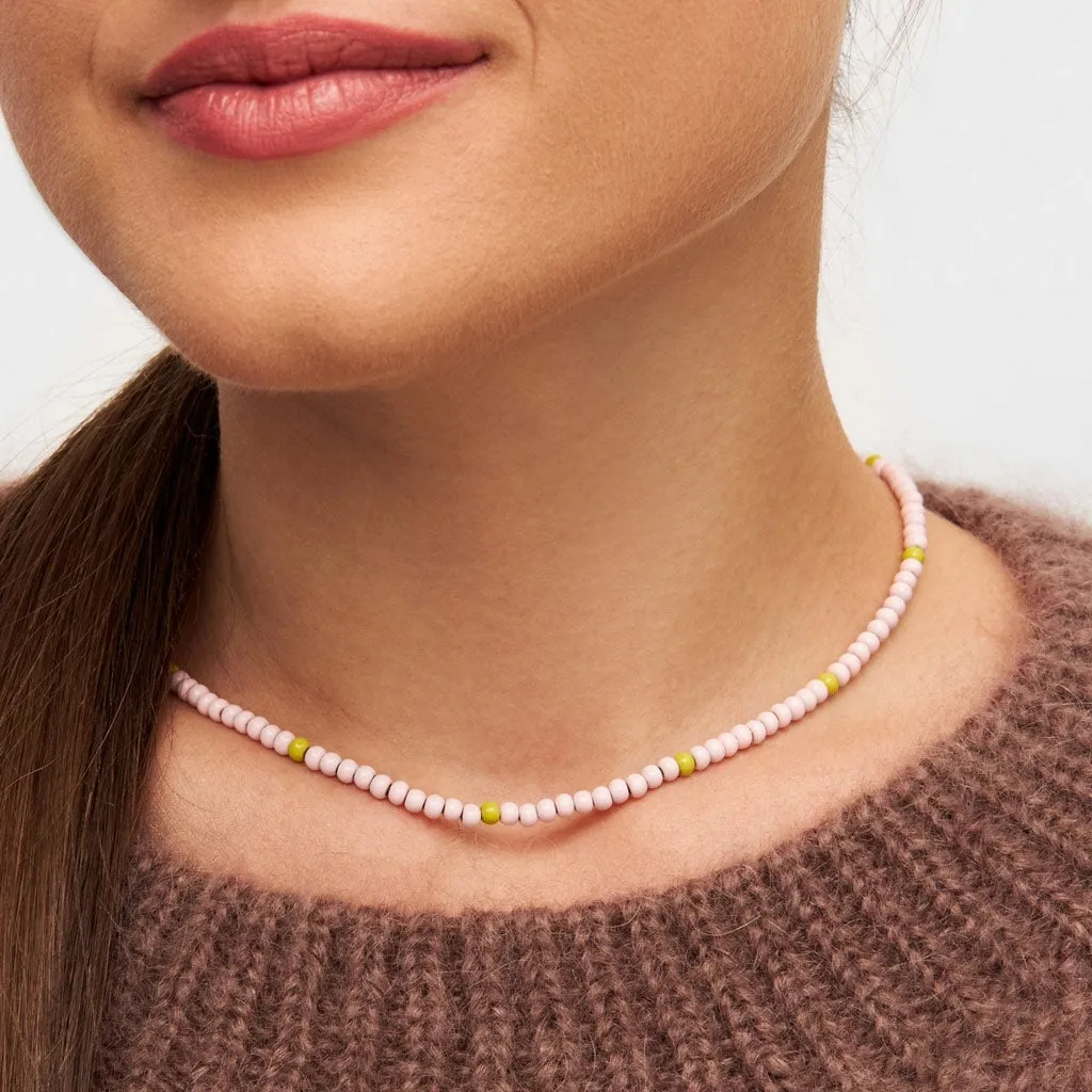 Color Ball Necklace Short - Silke Light Pink/ Lime