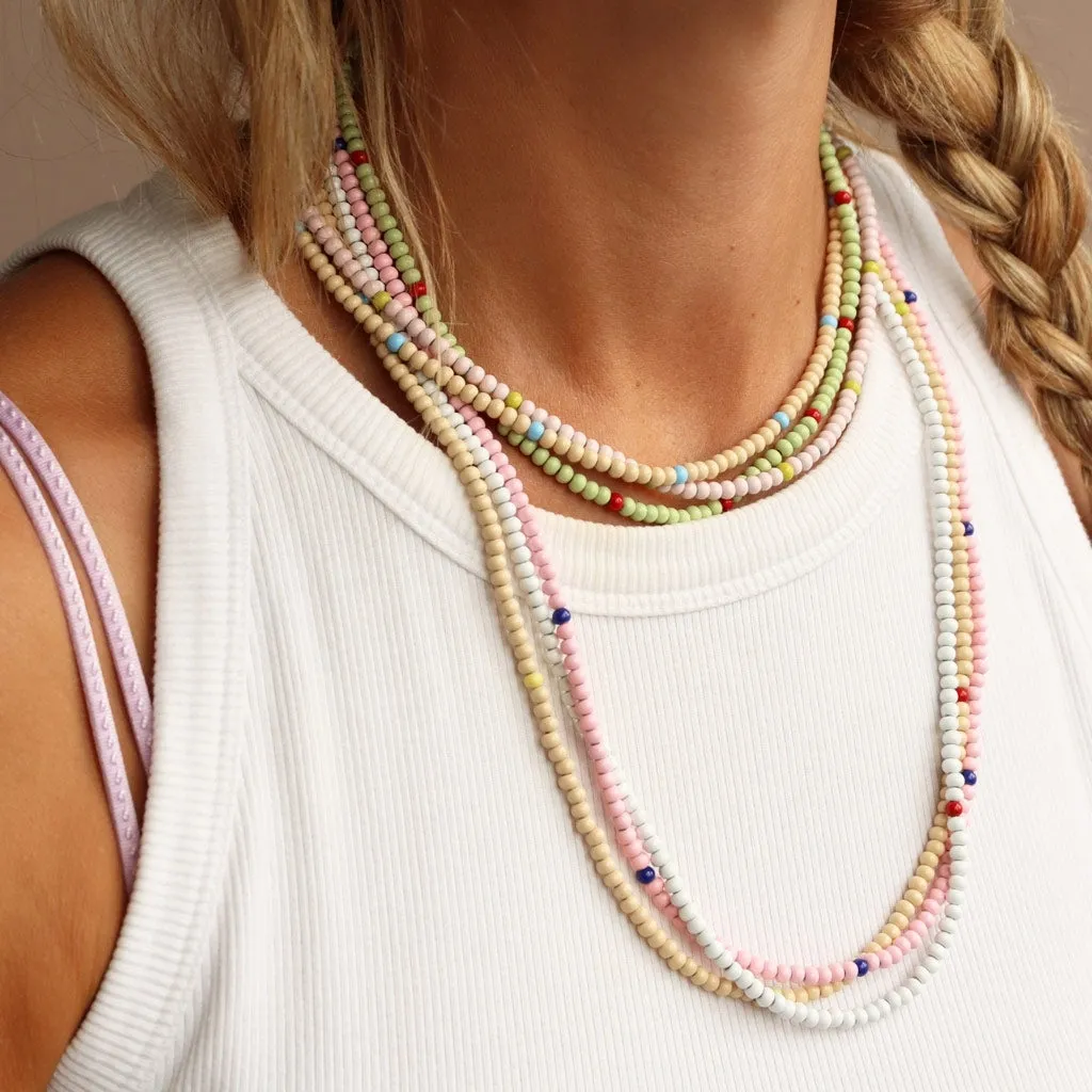 Color Ball Necklace Short - Silke Light Pink/ Lime