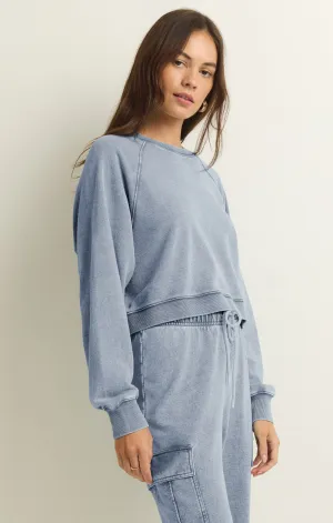 Crop Out Denim Sweatshirt