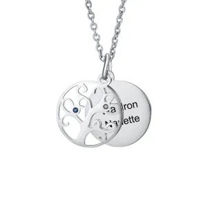 Custom Family Tree Pendant Necklace with Birthstones