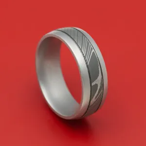 Damascus Steel Two-Tone Ring Wedding Band Genuine Craftsmanship