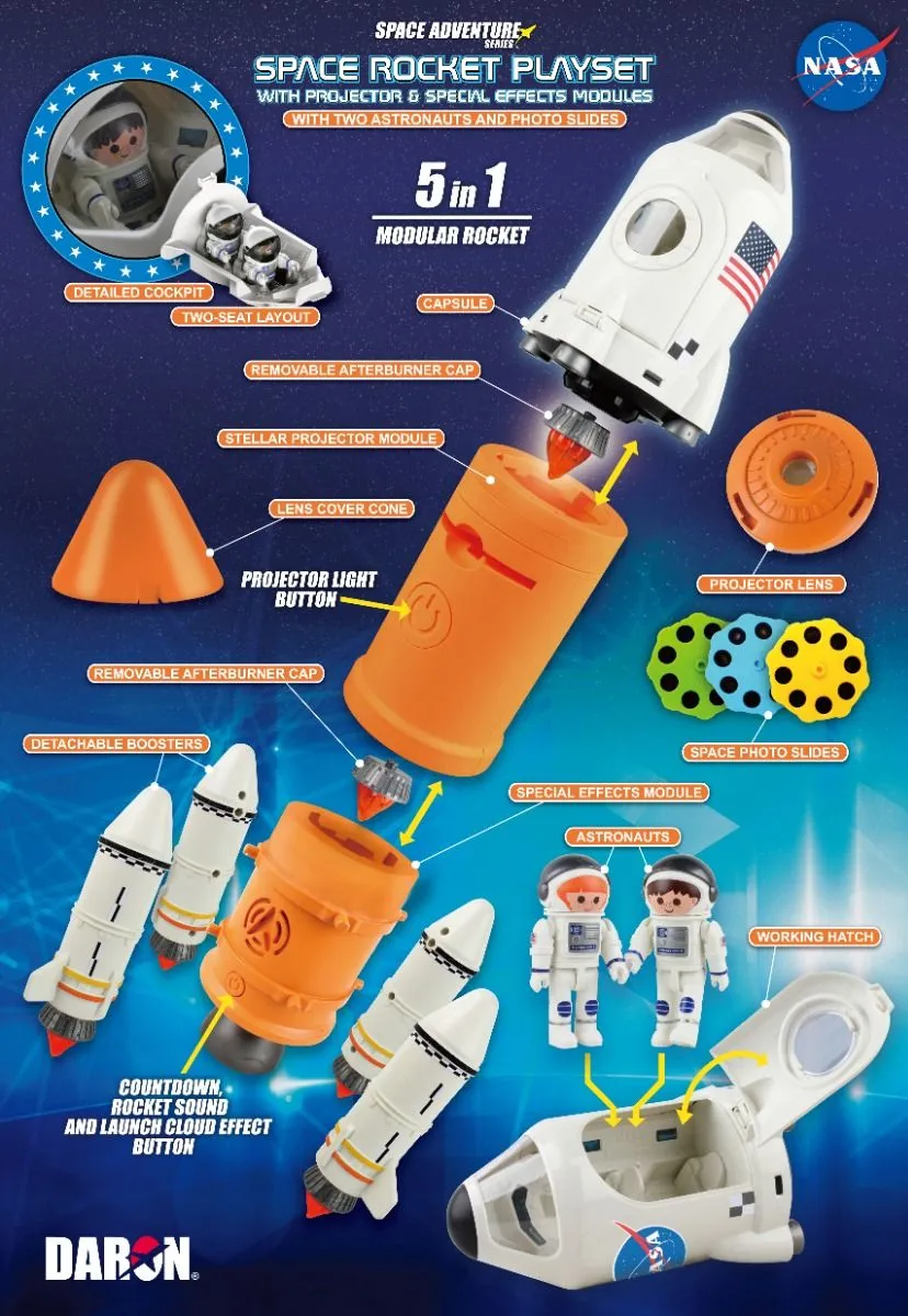 Daron Space Adventure Space Rocket Playset With Capsule