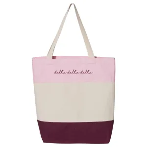 Delta Delta Delta - Tri- Color Tote Bag, Sorority Gift, Bid Day Gift, Big & Little Reveal