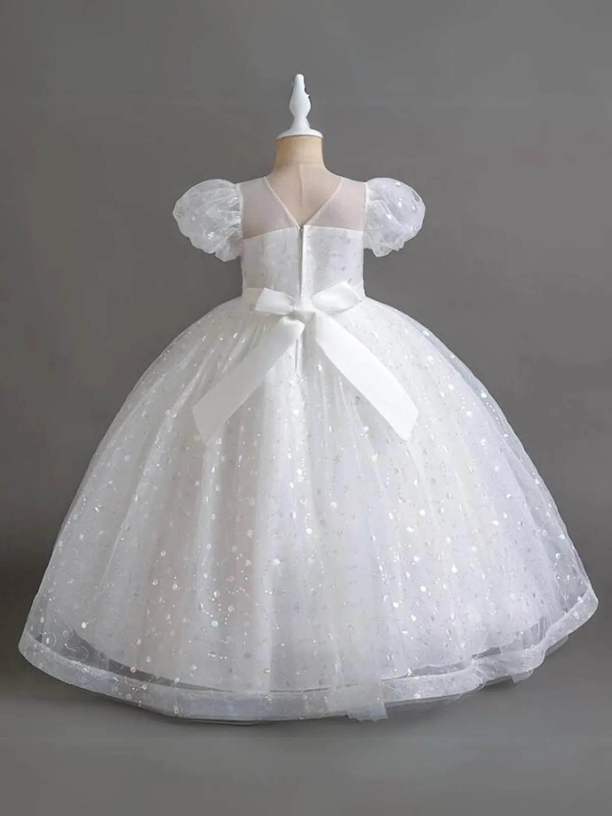 Dressed In Elegance Puff Sleeve Flower Girl Gown