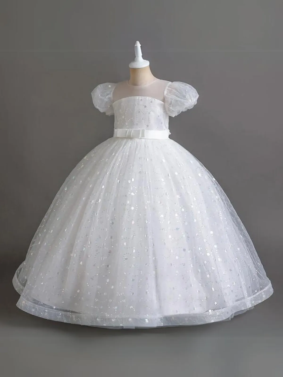 Dressed In Elegance Puff Sleeve Flower Girl Gown