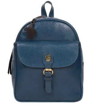 'Eloise' Snorkel Blue Leather Backpack