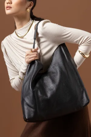 Enji Bag - Black - Tas Bahu Wanita Bahan Grain Leather - AC3730060