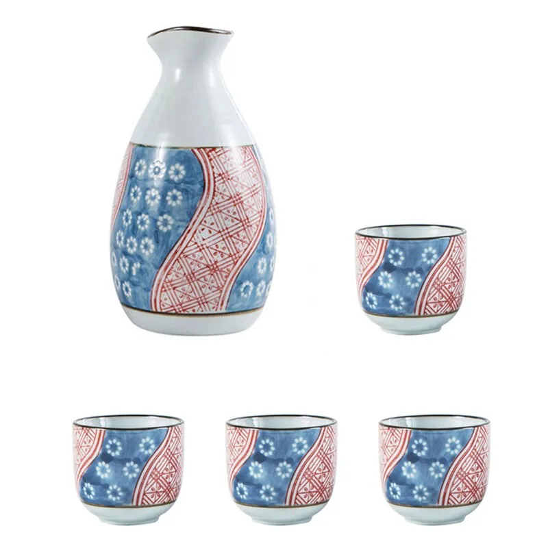 Exquisite Japanese Sake Bottle 4pcs Cups