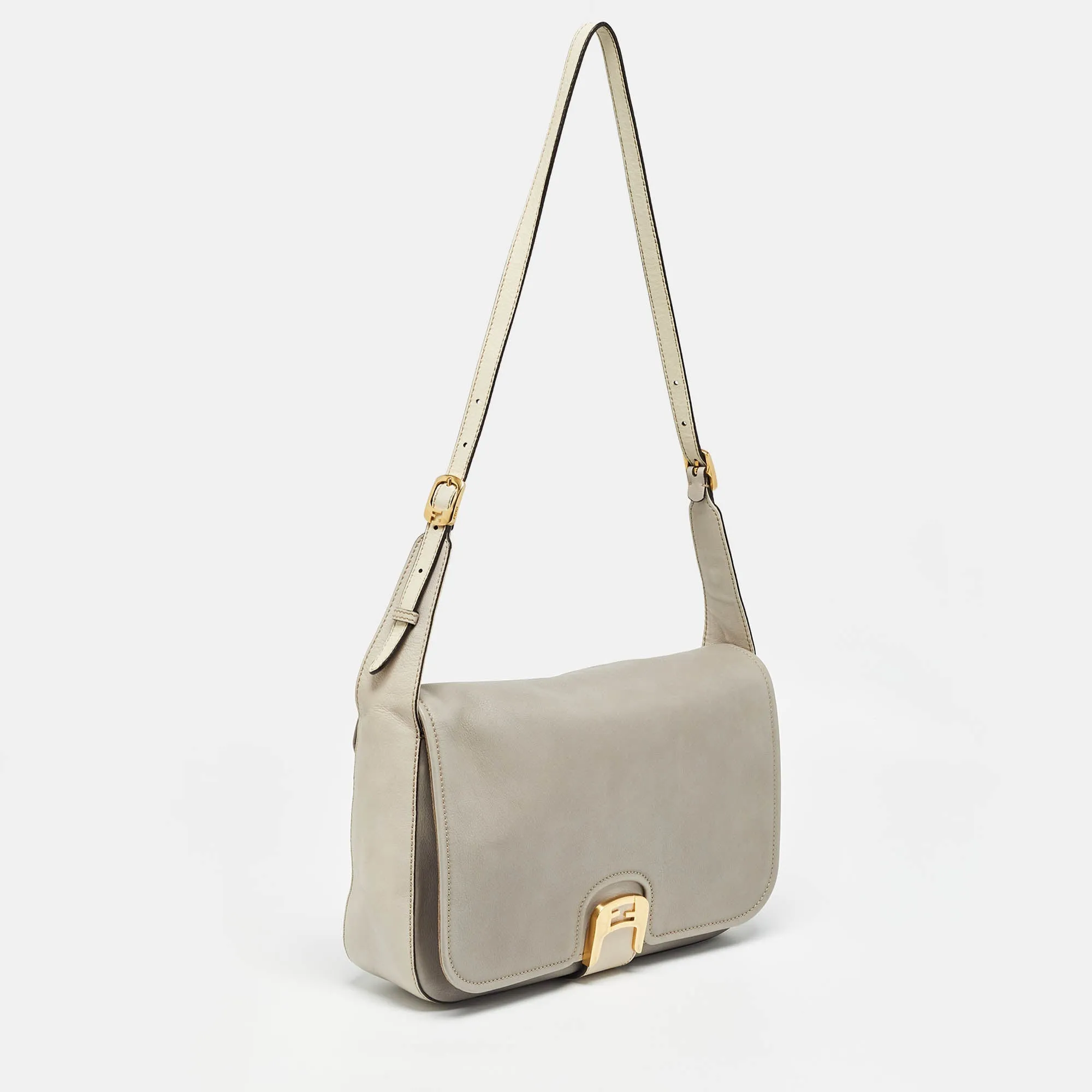 Fendi Two Tone Grey Leather Chameleon Shoulder Bag