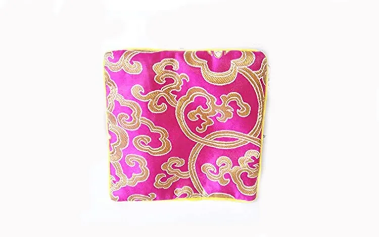 Fuchsia Silk Brocade Jewelry Pouch Bag