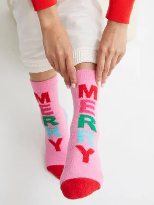 Fuzzy Wuzzy Holiday Socks - Merry