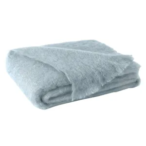 Glacier Blue Brushed Mohair Throw