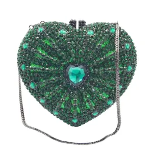 Heart Shape Diamond Crystal Decor Evening Clutch Bags