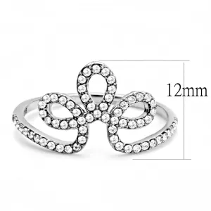 High polished (no plating) Stainless Steel Ring with AAA Grade CZ in Clear for Women Style DA141