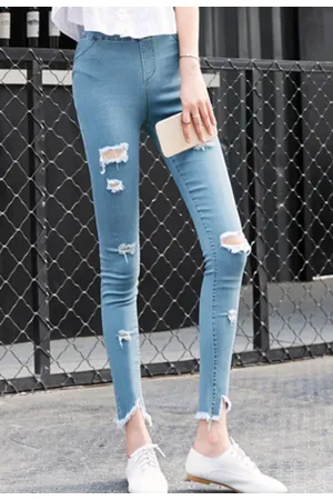 High Waisted Super Rip Skinny Jeggings