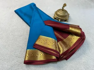 Iconic Elegance: Mysore Silk Saree with Sophisticated Border Craftsmanship