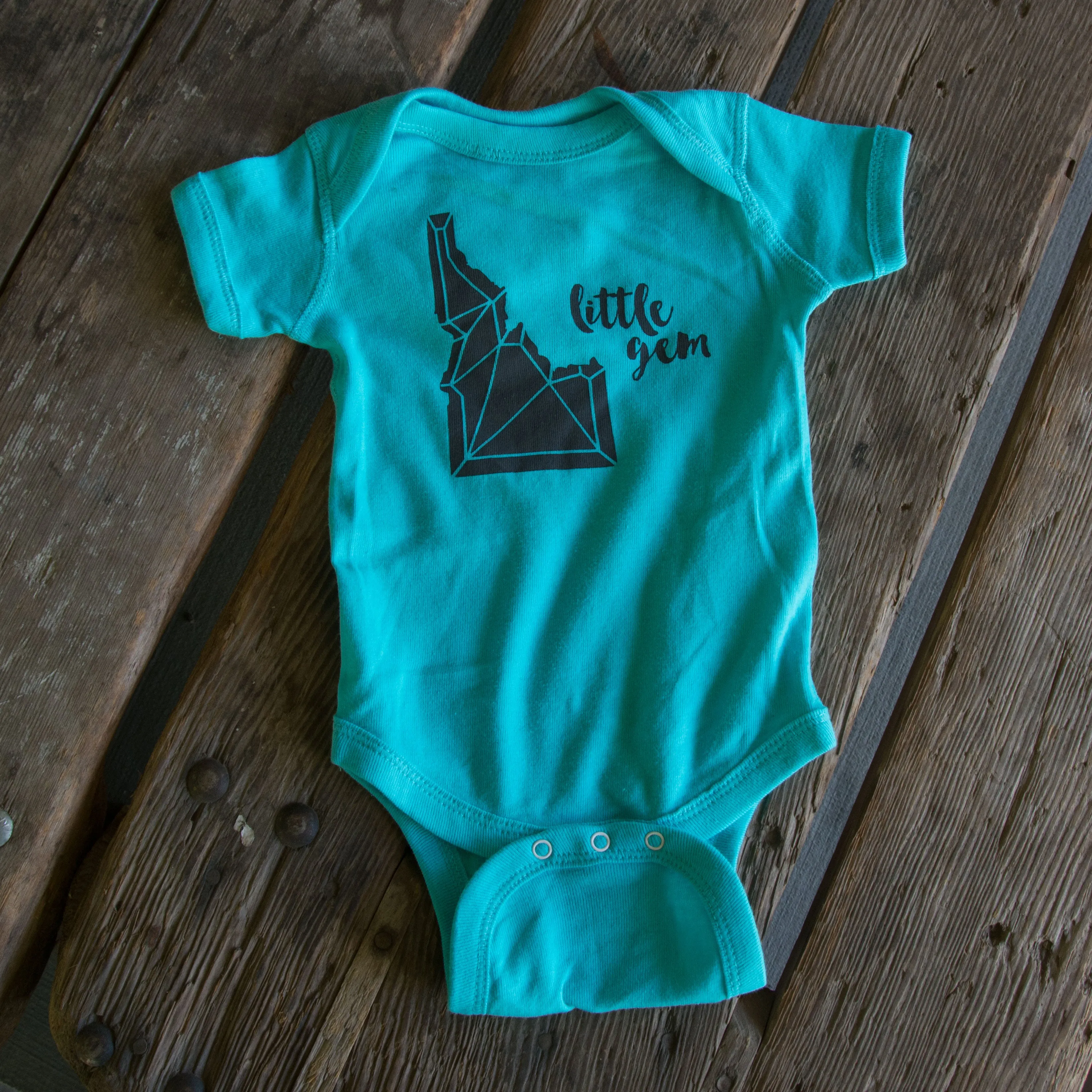 Idaho Gem Onesie, eco-friendly waterbased inks