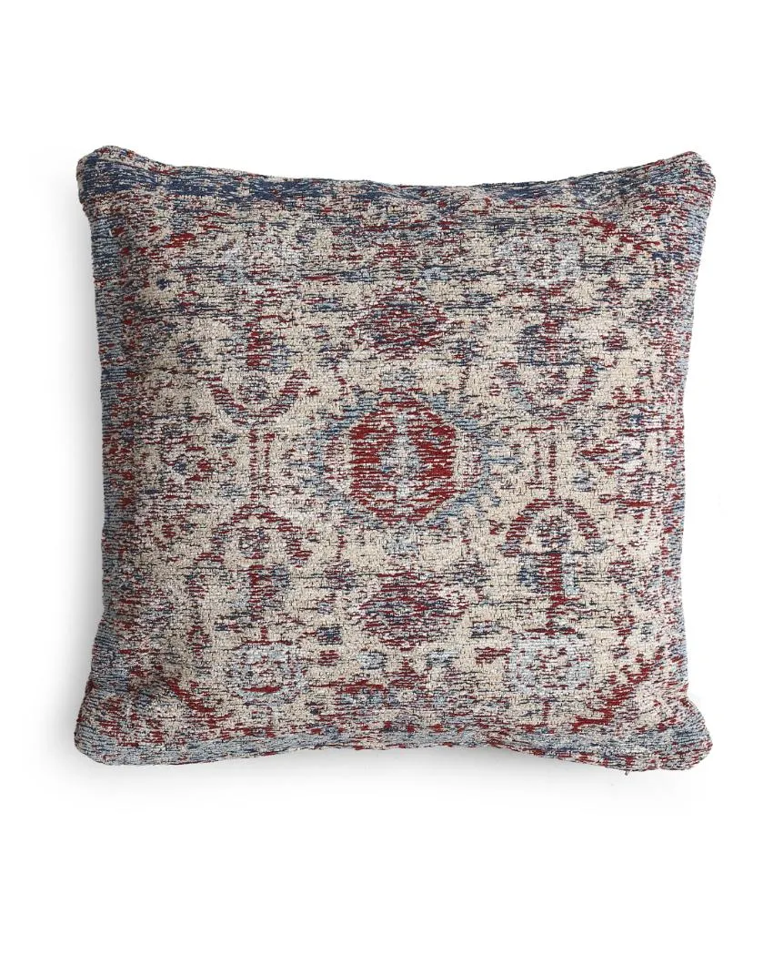 Jacquard Persian Motif Cotton Chenille Cushion Covers | Set Of 2 | 17x17 inches