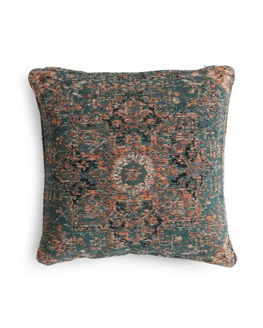 Jacquard Persian Motif Cotton Chenille Cushion Covers | Set Of 2 | 17x17 inches