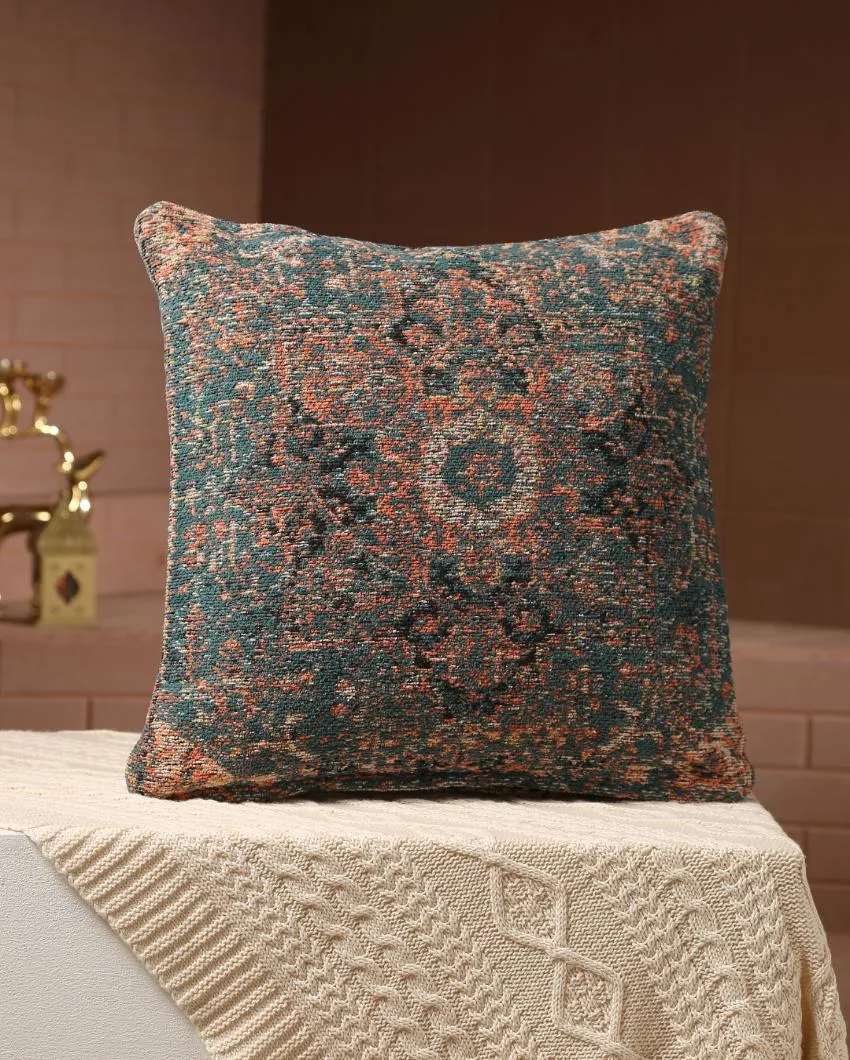 Jacquard Persian Motif Cotton Chenille Cushion Covers | Set Of 2 | 17x17 inches