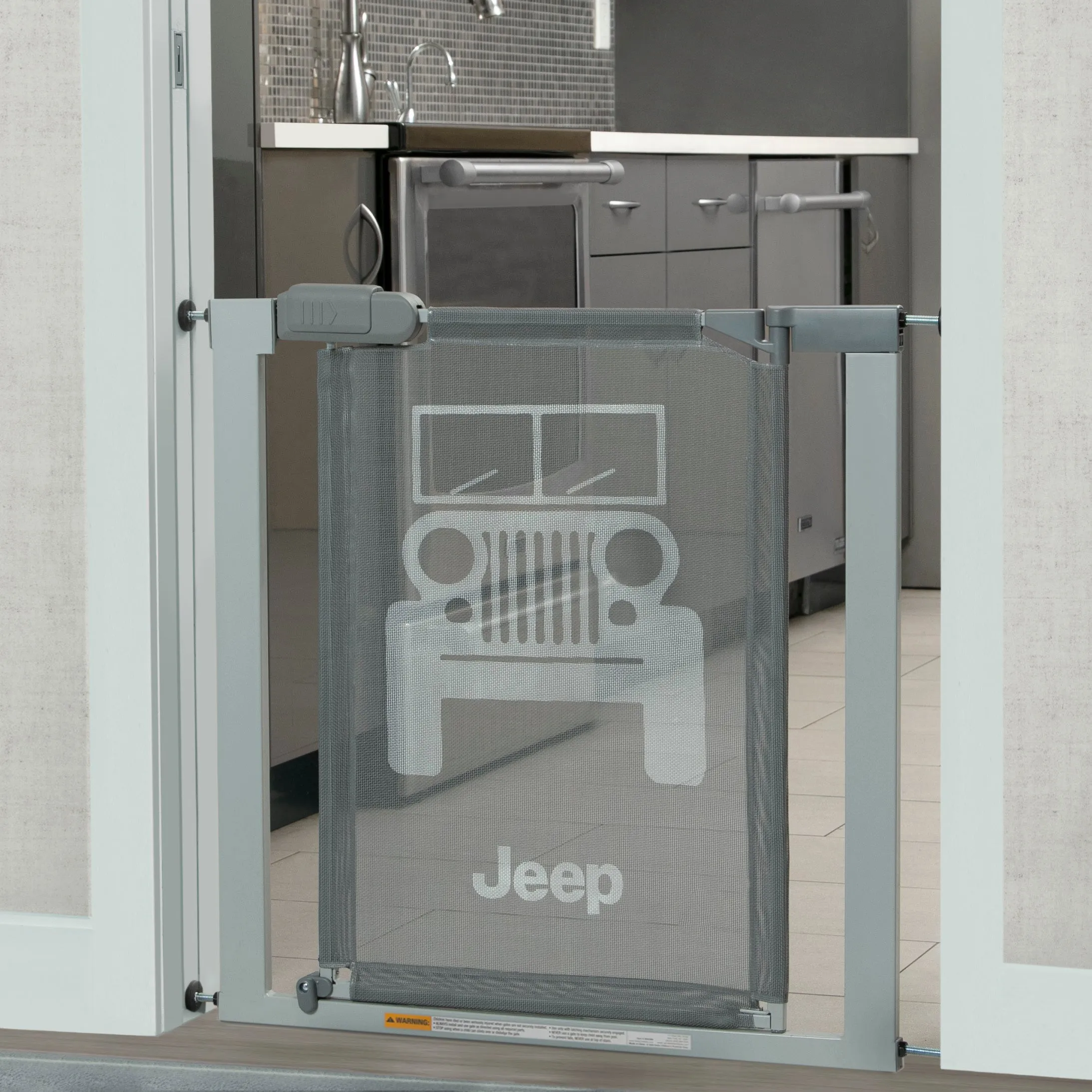 Jeep Adjustable Baby Safety Gate - Easy Fit Pressure Mount Design with Walk-Through Door