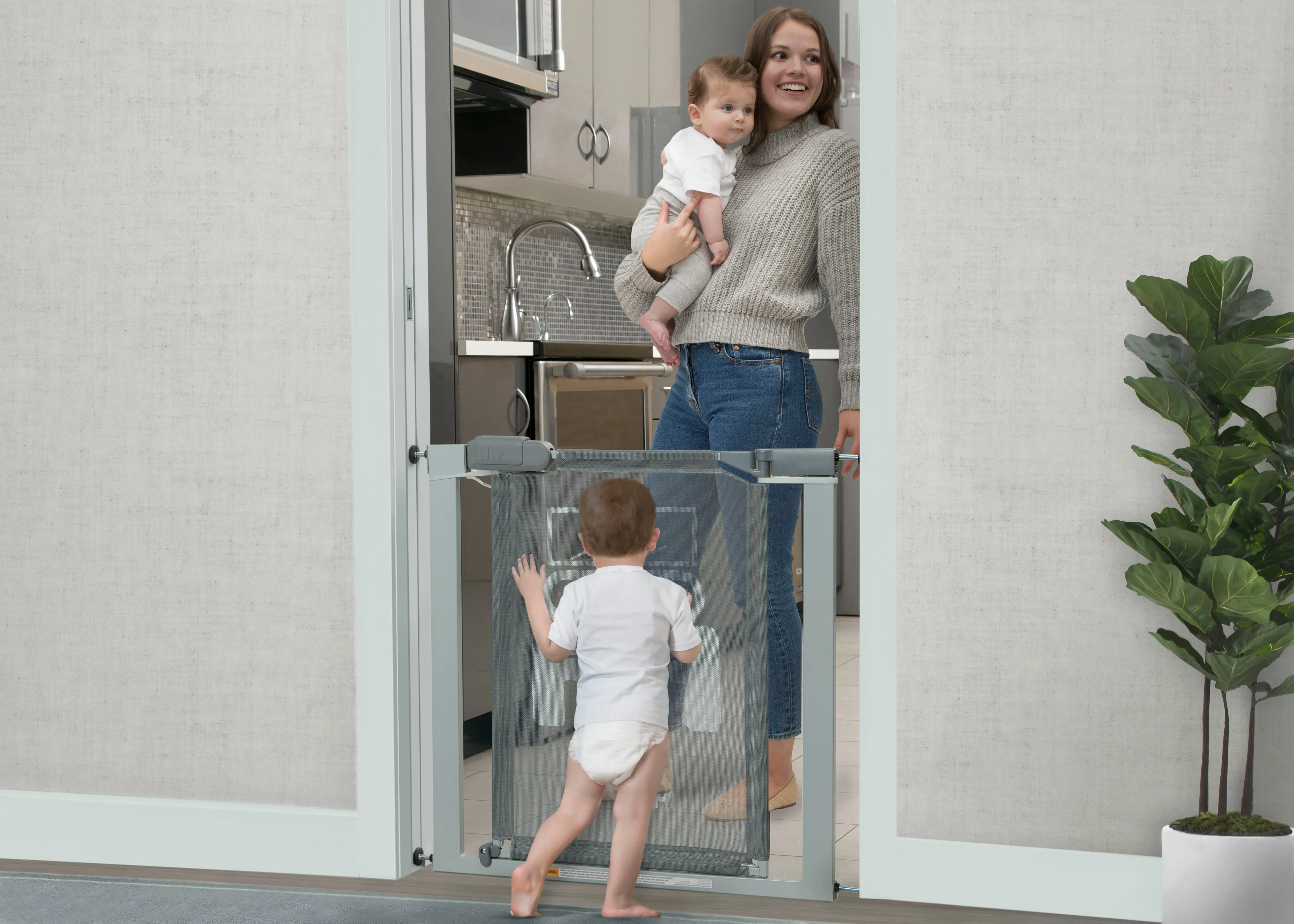 Jeep Adjustable Baby Safety Gate - Easy Fit Pressure Mount Design with Walk-Through Door