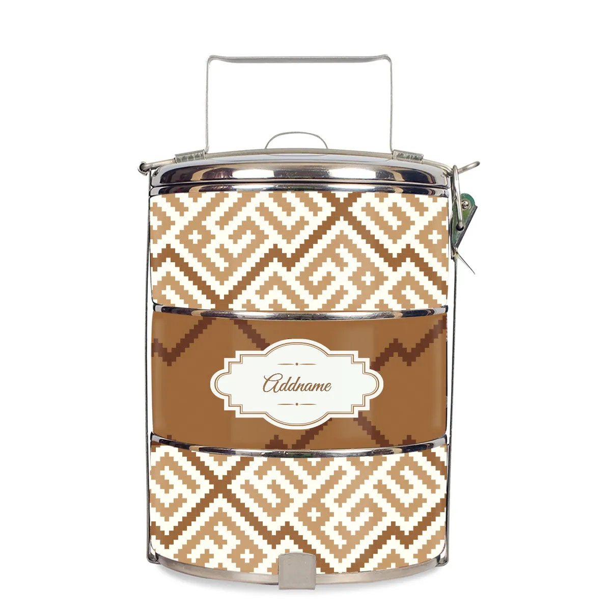 Linear Cubic Moroccan & Mosaic Series 3-Tier Standard Small 12cm Tiffin Carrier [FREE Custom Add Name]