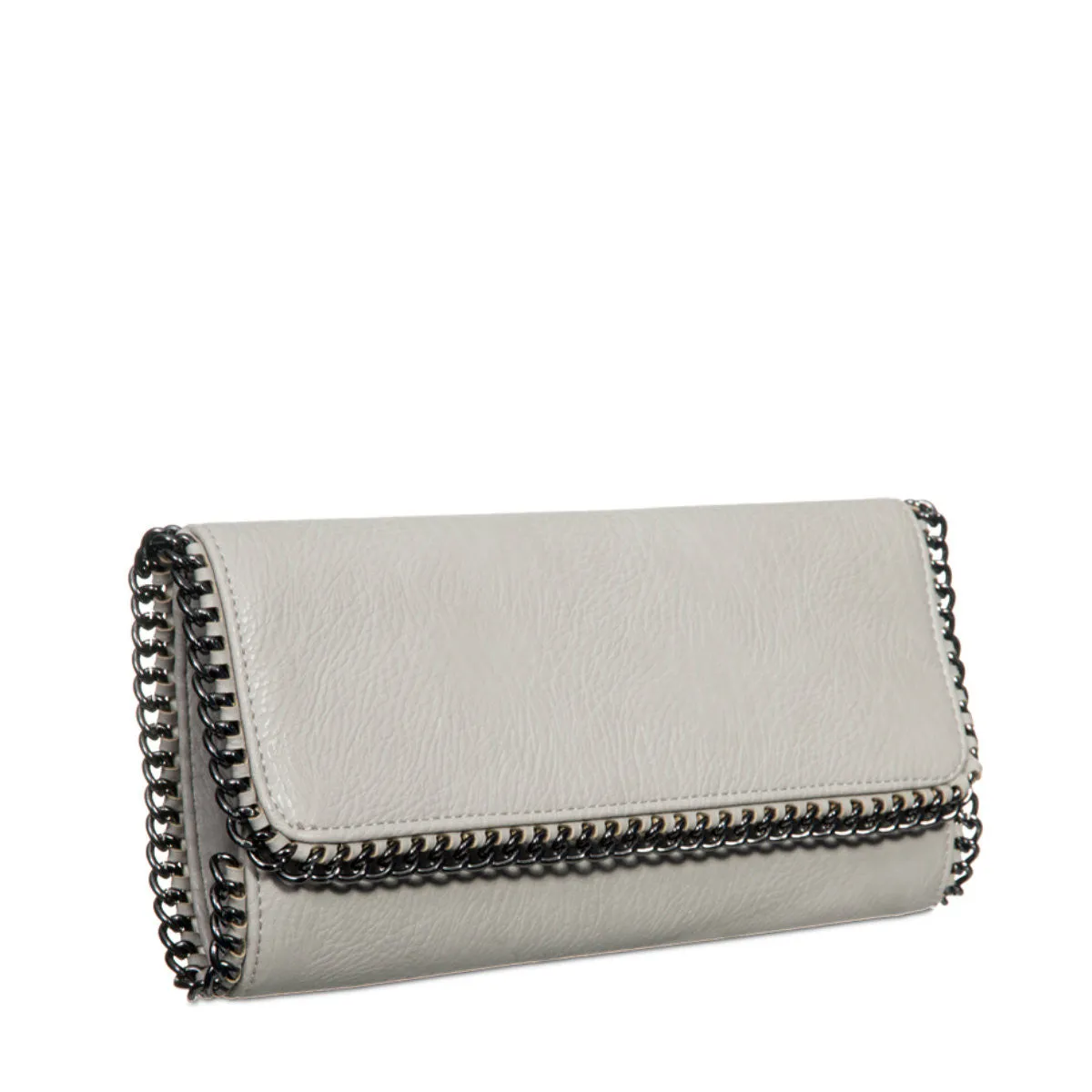 Lorette Grey Chain Trim Clutch Bag