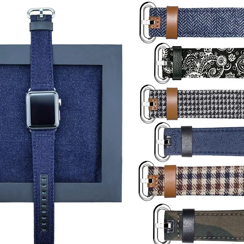 Luxury Denim/Leather Apple Watch Band