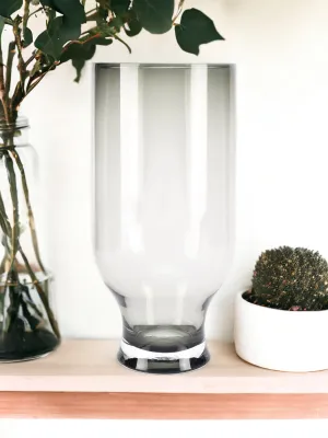 Luxury Smoked Grey Green Glass Flower Vase