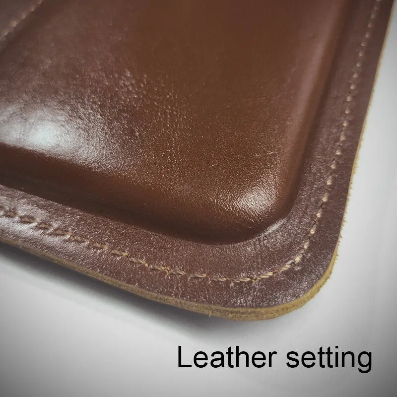 Men's Genuine Leather Convenient Solid Color 6.3inch Phone Case Wallet Belt Bag Waist Bag