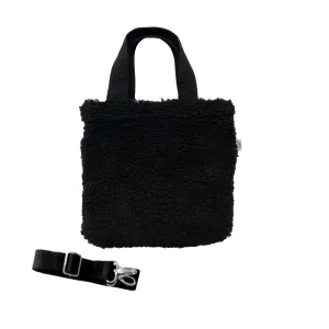 Midi Town Crossbody Bag: Black Sherpa